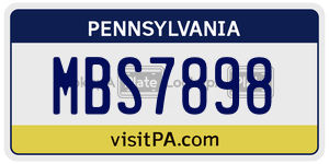MBS7898  license plate in PA