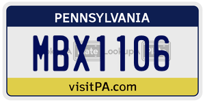 MBX1106 license plate in Pennsylvania
