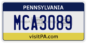 MCA3089 license plate in Pennsylvania