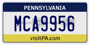 MCA9956 license plate in Pennsylvania