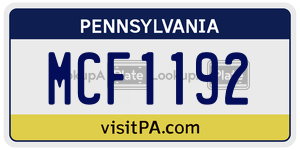 MCF1192 license plate in Pennsylvania
