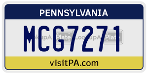 MCG7271 license plate in Pennsylvania