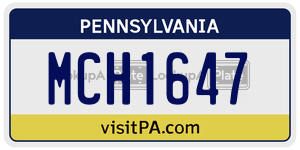 MCH1647 license plate in Pennsylvania