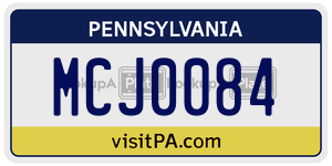 MCJ0084  license plate in PA