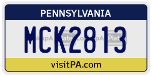 MCK2813 license plate in Pennsylvania