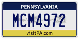 MCM4972 license plate in Pennsylvania