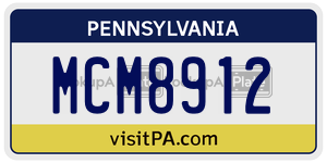 MCM8912 license plate in Pennsylvania