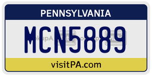 MCN5889  license plate in PA