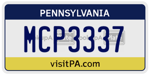 MCP3337 license plate in Pennsylvania