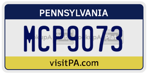 MCP9073 license plate in Pennsylvania