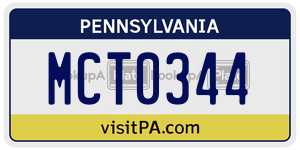 MCT0344  license plate in PA