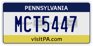 MCT5447  license plate in PA
