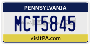 MCT5845  license plate in PA