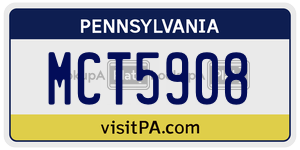 MCT5908  license plate in PA