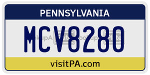 MCV8280 license plate in Pennsylvania