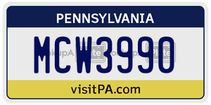 MCW3990  license plate in PA