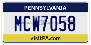 MCW7058 license plate in Pennsylvania