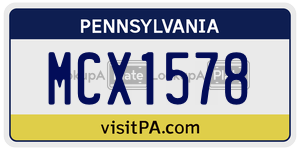 MCX1578 license plate in Pennsylvania