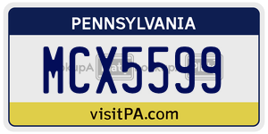 MCX5599 license plate in Pennsylvania