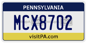 MCX8702 license plate in Pennsylvania