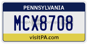 MCX8708  license plate in PA