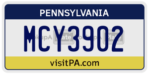MCY3902 license plate in Pennsylvania