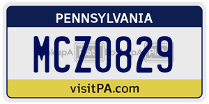 MCZ0829  license plate in PA