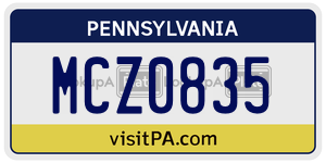 MCZ0835 license plate in Pennsylvania