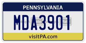 MDA3901 license plate in Pennsylvania