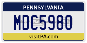 MDC5980  license plate in PA