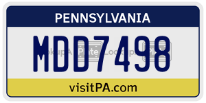 MDD7498 license plate in Pennsylvania
