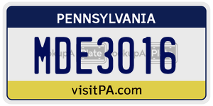 MDE3016  license plate in PA