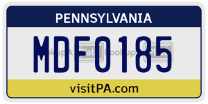 MDF0185 license plate in Pennsylvania