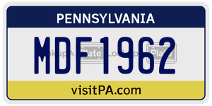 MDF1962 license plate in Pennsylvania