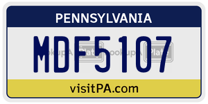 MDF5107  license plate in PA