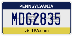 MDG2835  license plate in PA