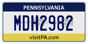 MDH2982  license plate in PA