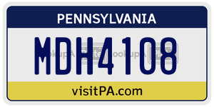 MDH4108 license plate in Pennsylvania
