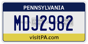 MDJ2982  license plate in PA