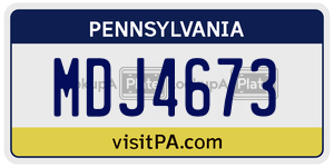 MDJ4673  license plate in PA