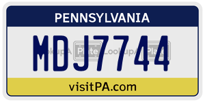 MDJ7744 license plate in Pennsylvania
