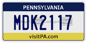 MDK2117 license plate in Pennsylvania