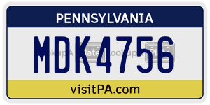 MDK4756  license plate in PA