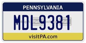 MDL9381 license plate in Pennsylvania