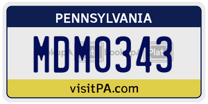 MDM0343  license plate in PA