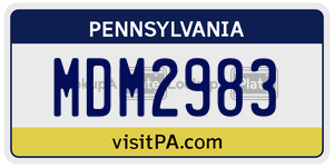 MDM2983  license plate in PA