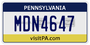 MDN4647 license plate in Pennsylvania