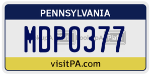 MDP0377  license plate in PA