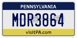 MDR3864 license plate in Pennsylvania
