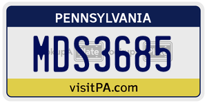 MDS3685  license plate in PA